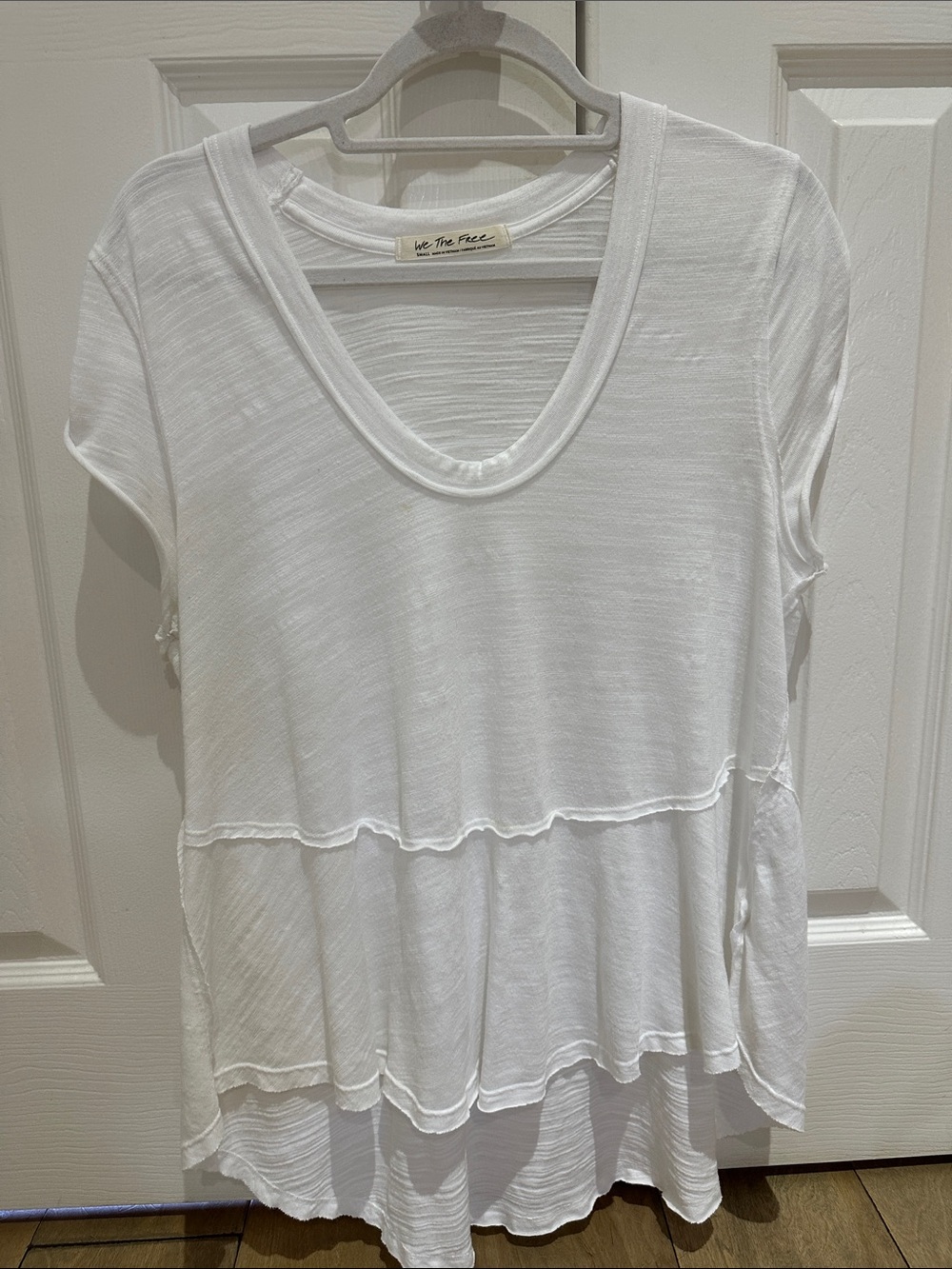 We The Free White Hi-low Scoop-Neck Tunic Tee Top Small